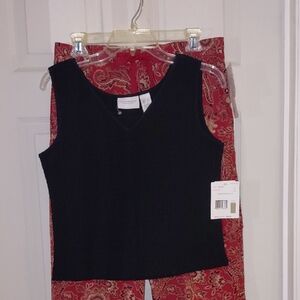 NWT Liz Claiborne Lizwear Jeans  Top Solid Black Small Super Stretch